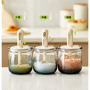 Retractable Seasoning Box Glass Kitchen Seasoning Jar Spoon Lid Integrated Monosodium Glutamate Seasoning Jar Household Salt Jar Seasoning Bottle suit - QueensalesOF