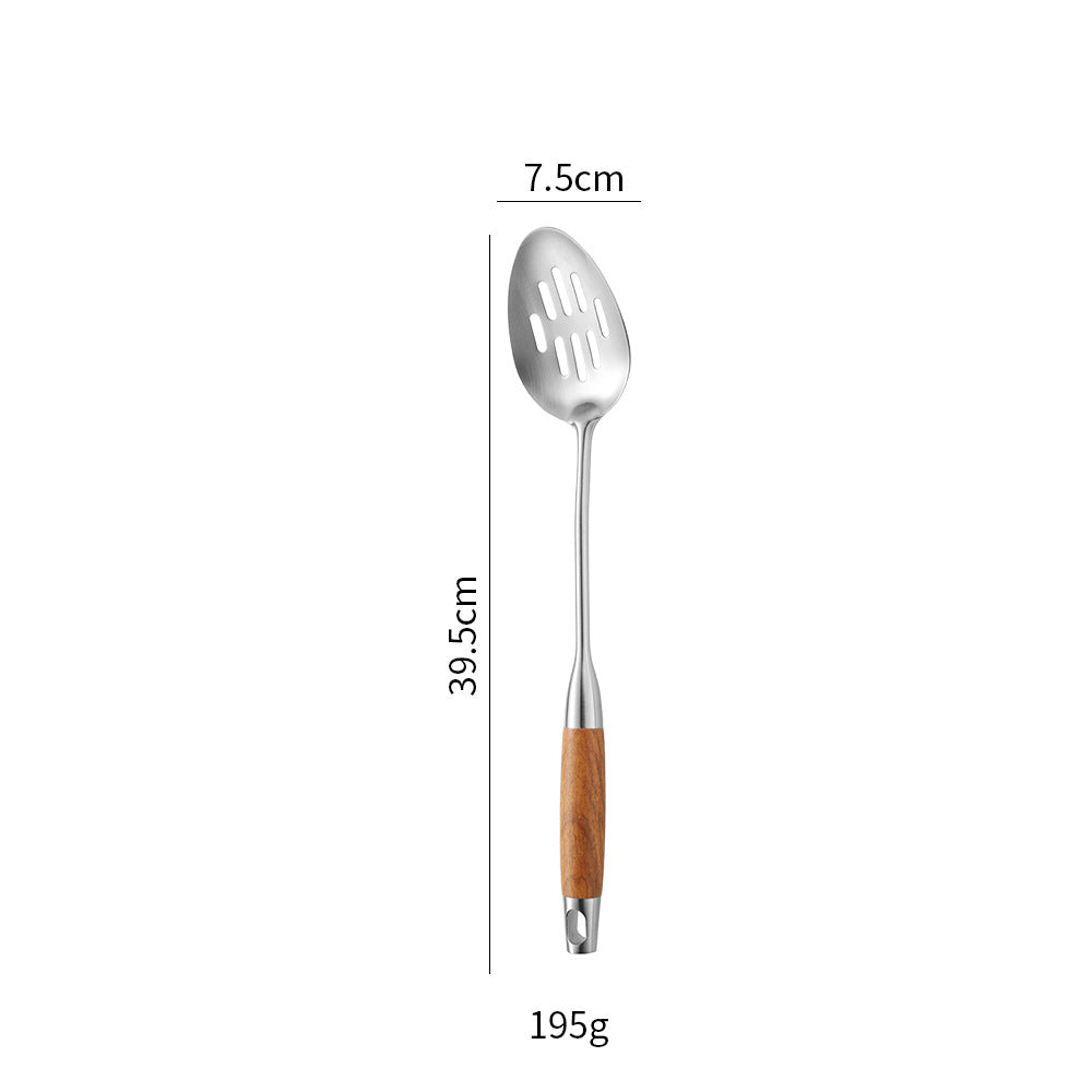 Cross-Border Kitchenware 316 Stainless Steel Spatula for Cooking Household Soup Spoon Rosewood Handle Spatula Kitchen Utensils Frying Spoon