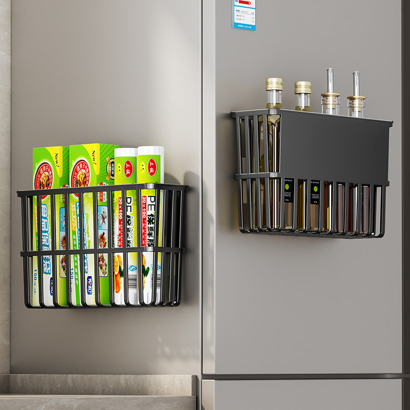 Kitchen Refrigerator Storage Rack for Cling Film, Paper Towels, and Condiments, Side Gap Organizer