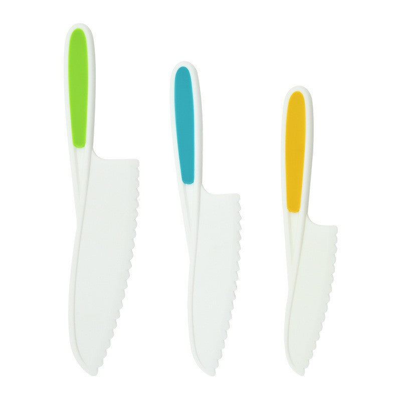 Children's Safety Food Knife Set 4-Piece Early Education Kitchen Plastic Knife Baking Bread Serrated Knife