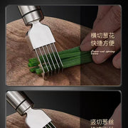 Stainless Steel Onion Cutter, Onion Knife, Shredder, Kitchen Tool, Shredding Knife, Multifunctional Kitchen Utensil with Hanging Hole, Grater - QueensalesOF