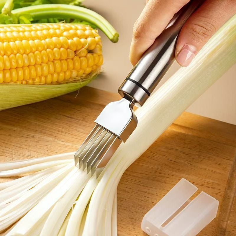Stainless Steel Onion Cutter, Onion Knife, Shredder, Kitchen Tool, Shredding Knife, Multifunctional Kitchen Utensil with Hanging Hole, Grater - QueensalesOF
