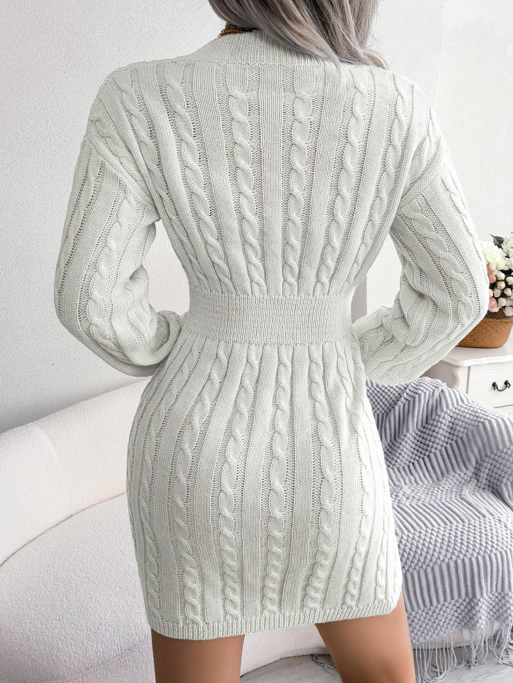 Vestido Sweater con Twist en la Cintura — Estilo Otoño Moderno - QueensalesOF