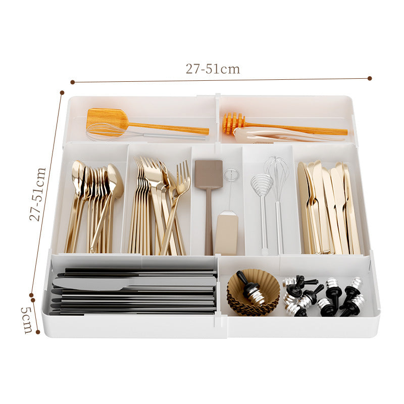 Kitchen Storage Cabinet Household Cabinet Built-in Divided Knife and Fork Chopsticks Kitchen Drawer Partition Tableware Storage Box