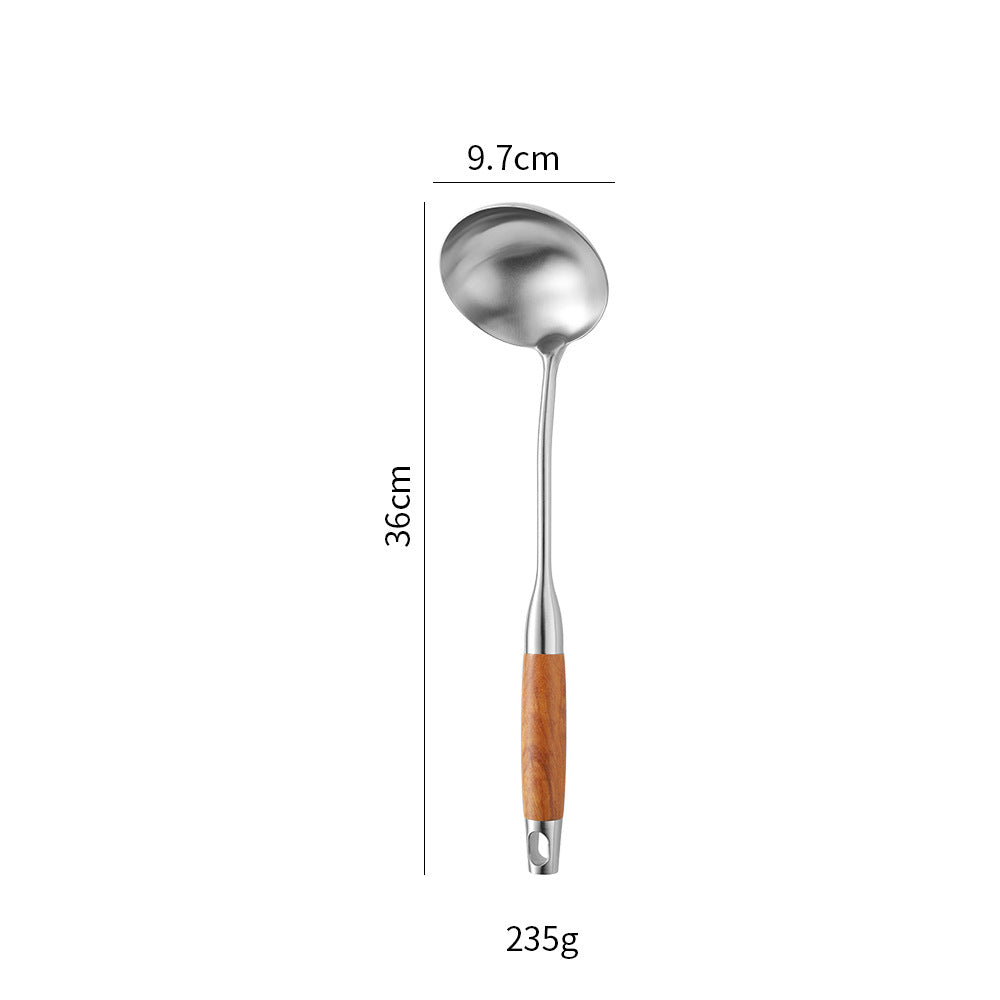 Cross-Border Kitchenware 316 Stainless Steel Spatula for Cooking Household Soup Spoon Rosewood Handle Spatula Kitchen Utensils Frying Spoon