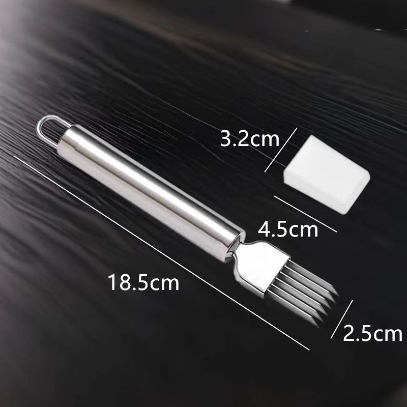 Stainless Steel Onion Cutter, Onion Knife, Shredder, Kitchen Tool, Shredding Knife, Multifunctional Kitchen Utensil with Hanging Hole, Grater