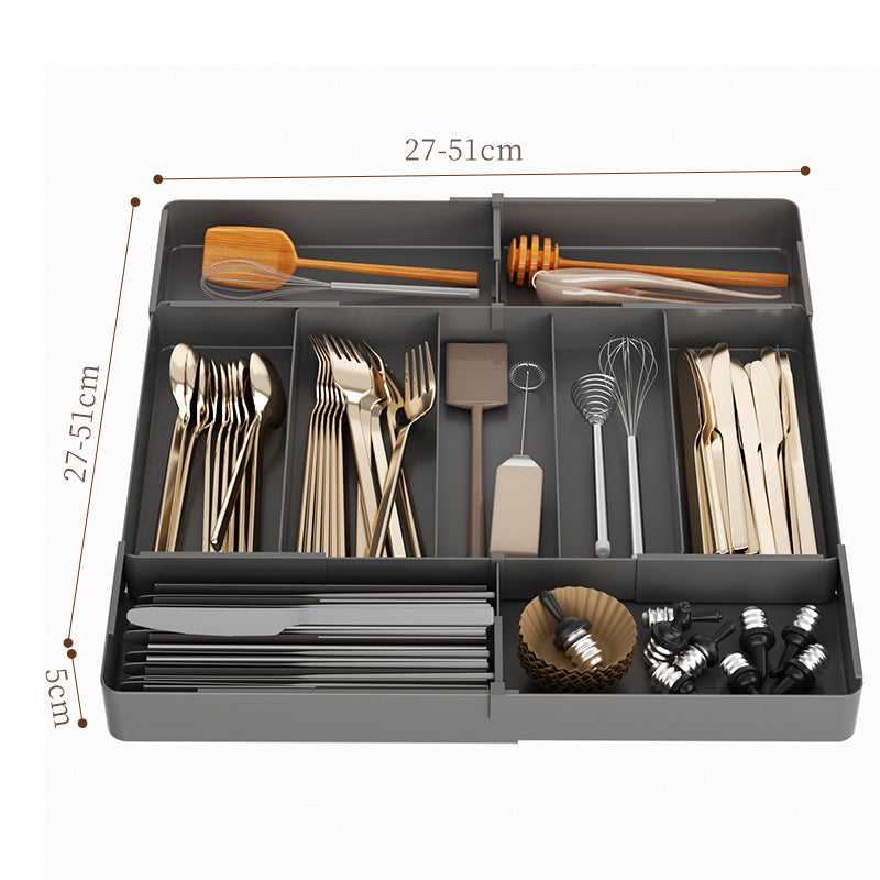 Kitchen Storage Cabinet Household Cabinet Built-in Divided Knife and Fork Chopsticks Kitchen Drawer Partition Tableware Storage Box - QueensalesOF