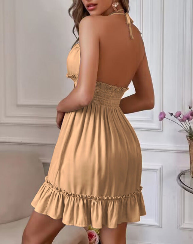 Vestido Plisado con Escote V — Elegancia Casual Moderna - QueensalesOF
