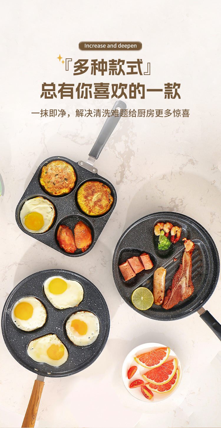 Manufacturer Wholesale Pancake Frying Pan Flats Bottom Four-Hole Non-Stick Pan Household Omelette Artifact Breakfast Pan Kitchen Utensils Eggs