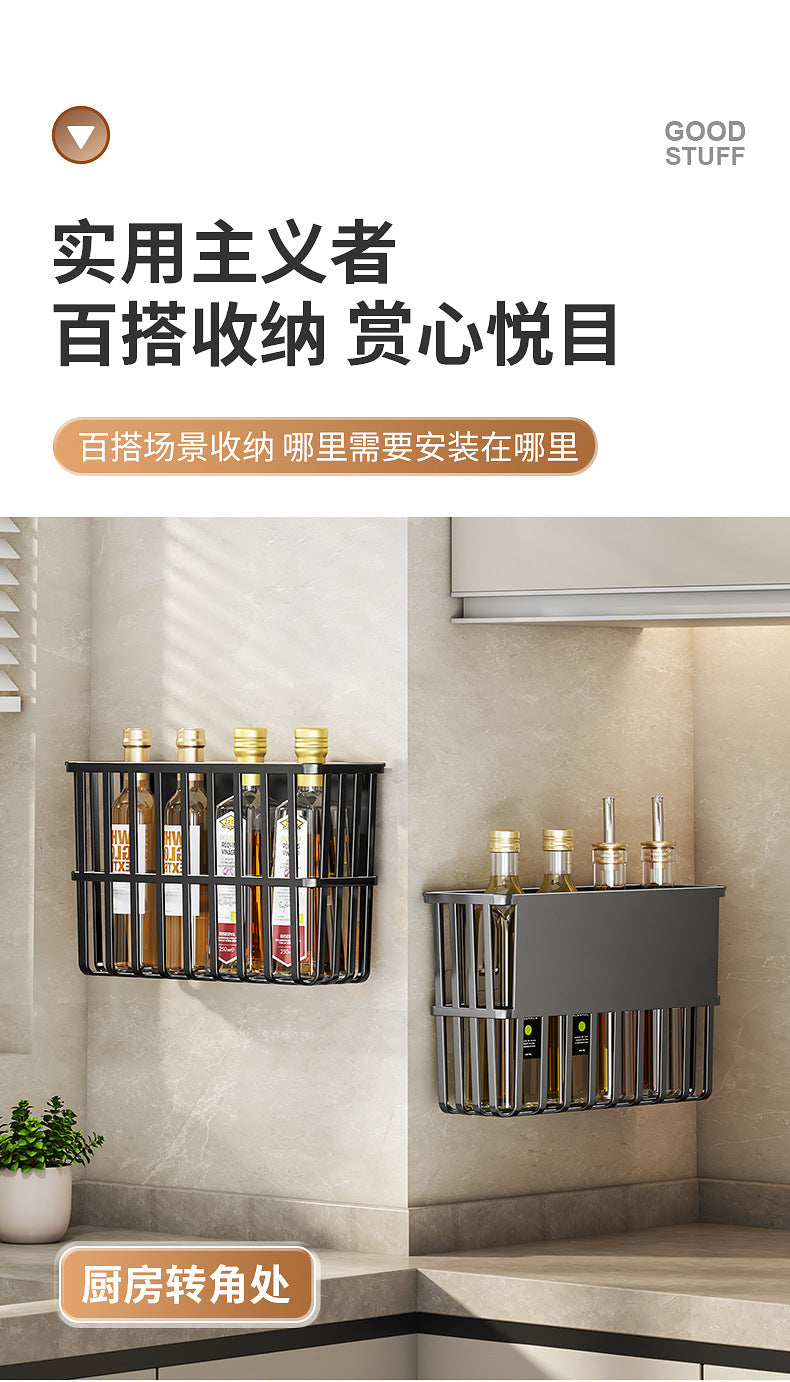 Kitchen Refrigerator Storage Rack for Cling Film, Paper Towels, and Condiments, Side Gap Organizer