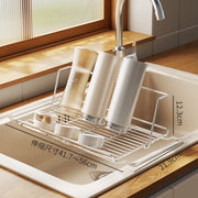 Stainless Steel Kitchen Telescopic Sink Rack Drying Bowl Chopsticks Wipe Household Dishes Multi-functional Storage Rack Cross-border - QueensalesOF