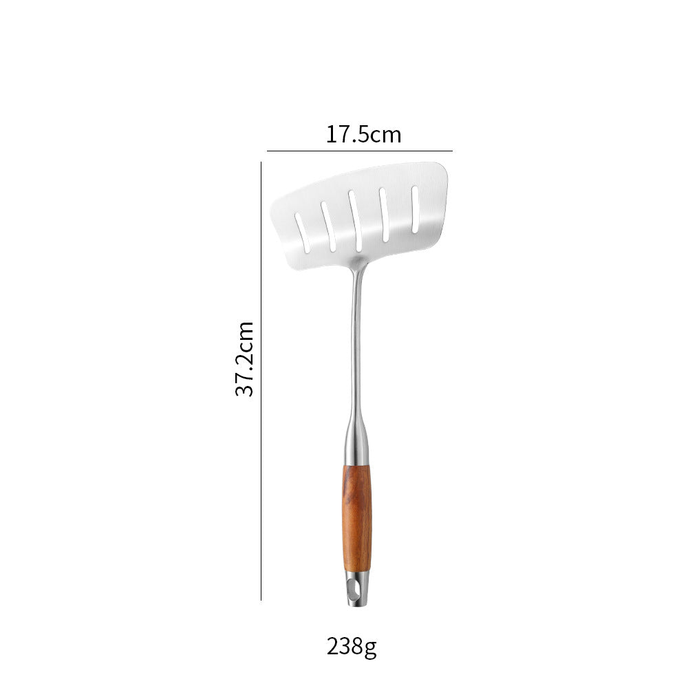 Cross-Border Kitchenware 316 Stainless Steel Spatula for Cooking Household Soup Spoon Rosewood Handle Spatula Kitchen Utensils Frying Spoon