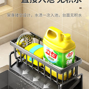 Kitchen Sink Drain Rack Faucet Multi-Purpose Drain Ventilation with Towel Bar Sponge Dishwashing Liquid Storage Rack - QueensalesOF