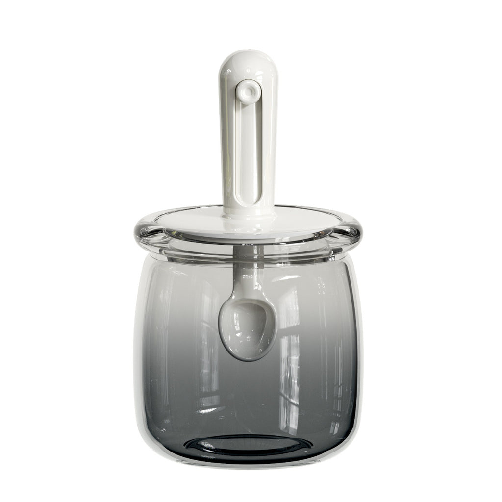 Retractable Seasoning Box Glass Kitchen Seasoning Jar Spoon Lid Integrated Monosodium Glutamate Seasoning Jar Household Salt Jar Seasoning Bottle suit