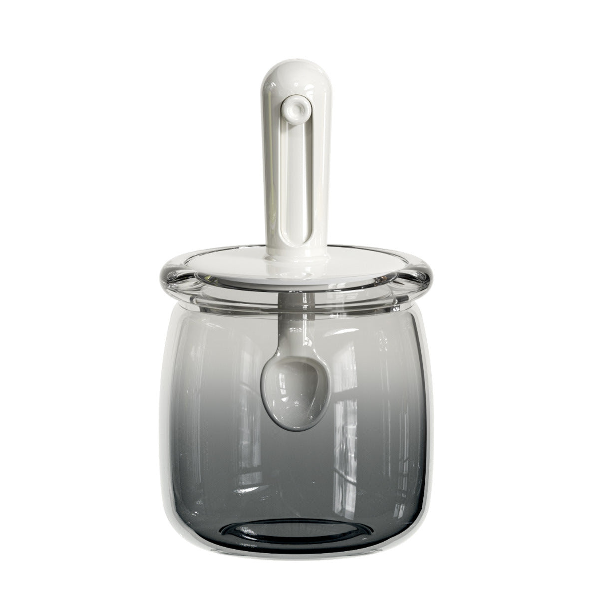 Retractable Seasoning Box Glass Kitchen Seasoning Jar Spoon Lid Integrated Monosodium Glutamate Seasoning Jar Household Salt Jar Seasoning Bottle suit