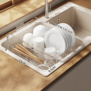 Stainless Steel Kitchen Telescopic Sink Rack Drying Bowl Chopsticks Wipe Household Dishes Multi-functional Storage Rack Cross-border - QueensalesOF