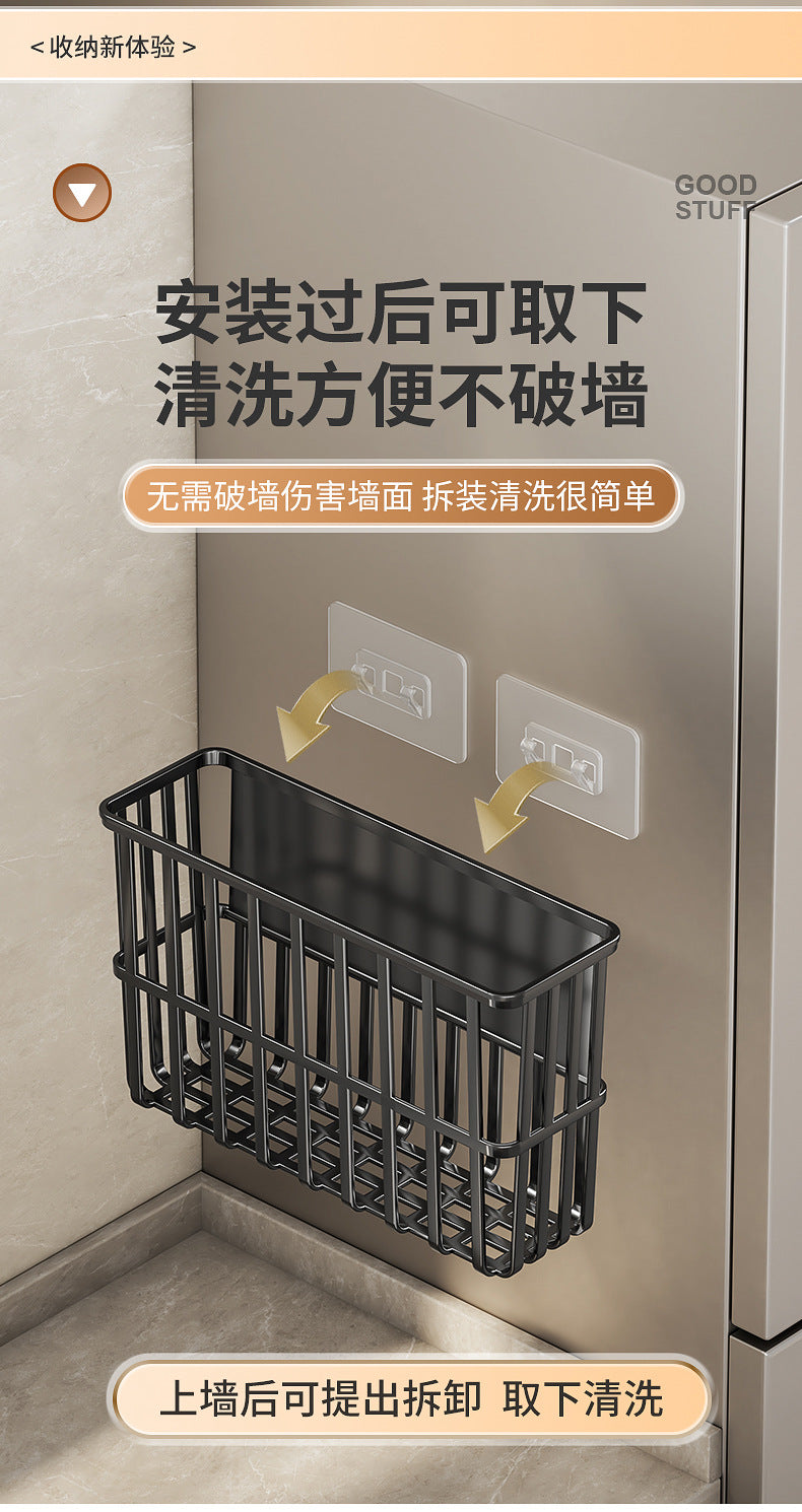Kitchen Refrigerator Storage Rack for Cling Film, Paper Towels, and Condiments, Side Gap Organizer