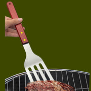 Outdoor camping barbecue tools combination stainless steel grill suit wooden handle fork shovel clip BBQ accessories cloth bag - QueensalesOF