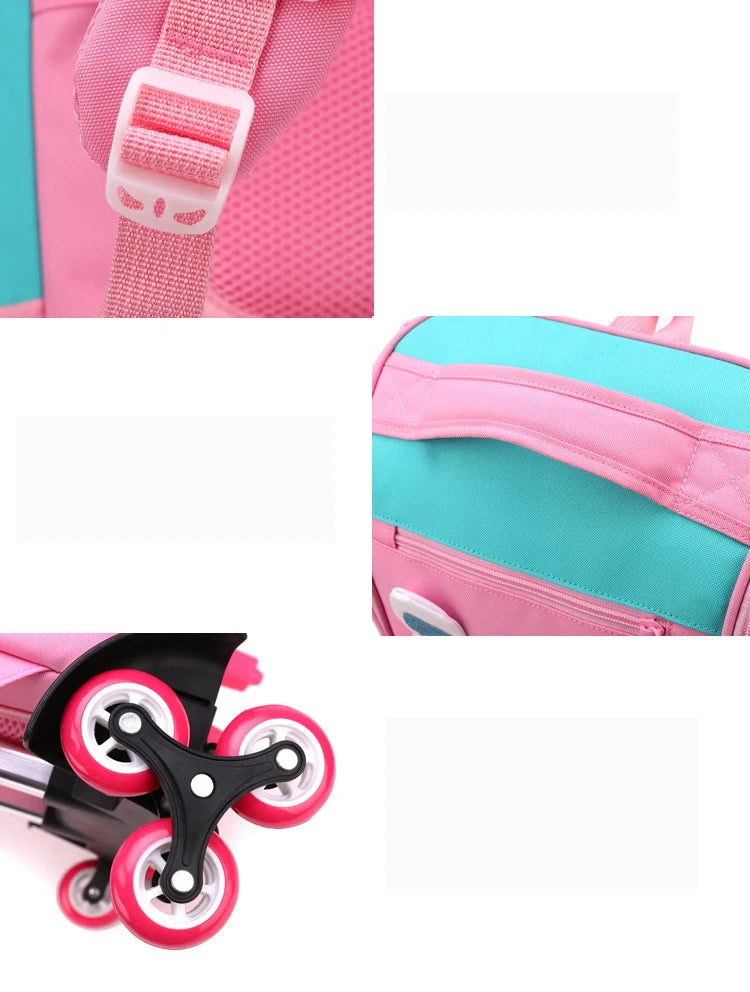 Children Trolley backpack wheels Student High capacity School bags Rolling Backpack kids Trolley bag school backpack wheeled bag