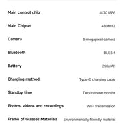 Lenovo HOT1600W Camera AI Smart Glasses HD Video Recording Real-time Translation AI Recognition Wifi Transmission Music Control - QueensalesOF