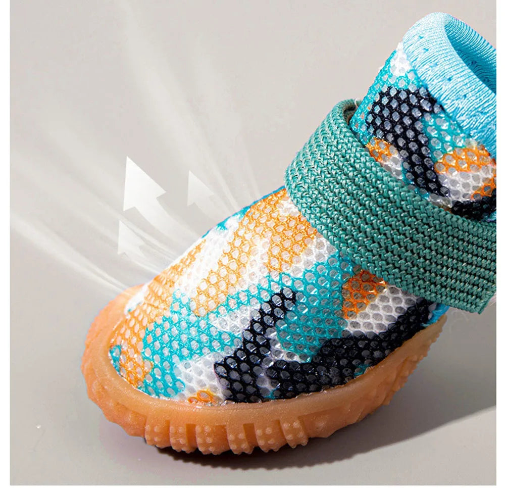 Breathable Mesh Puppy Shoes for Small Dogs Doggy Booties Summer Non-Slip Pet Boots with Adjustable Strap for Chihuahua Yorkshire