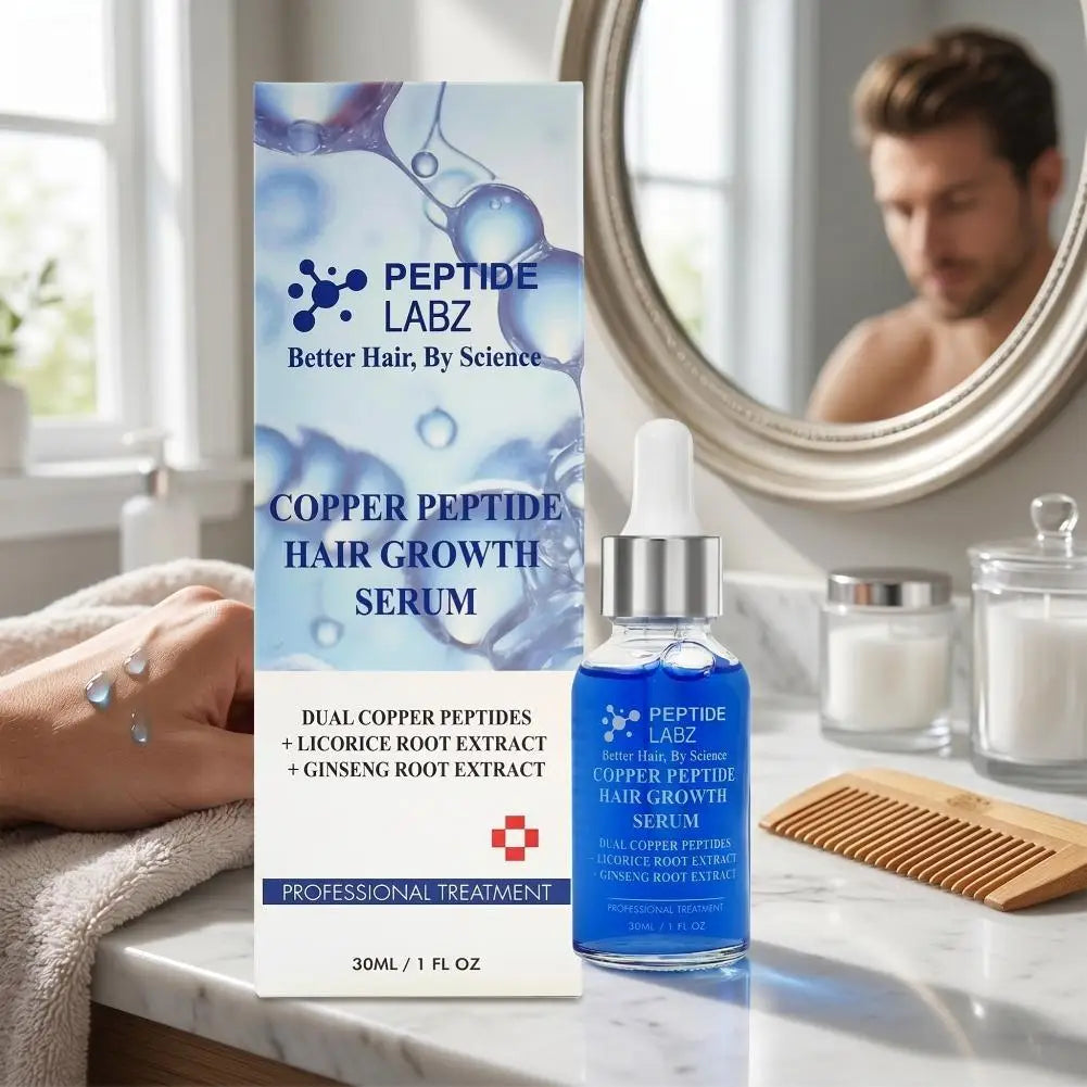 Copper Peptide GHK-cu Hair Growth Serum - Natural Gentle Formula Strengthens Hair Follicles For All Hair Types