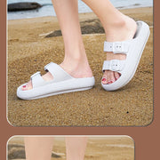 Comemore Thick Platform Sandals Beach Shoes Bathroom Slipper Soft Men Flat Slides Women Slippers Adjustable Buckle Oversized 47 - QueensalesOF