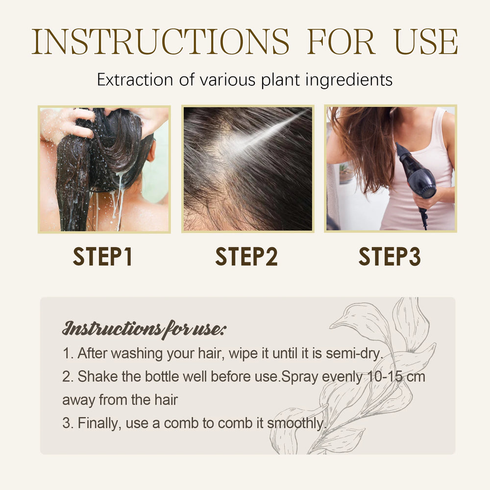 EELHOE Keratin Hair Growth Serum Natural Repair Essence Spray for Dry Curly Hair Hydrate Smooth Frizz Control Growing Hair Care - QueensalesOF