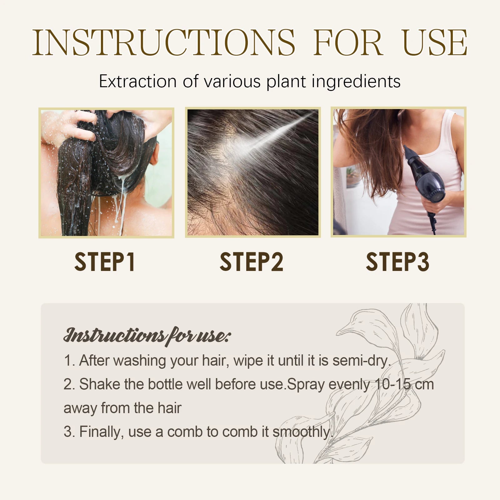 EELHOE Keratin Hair Growth Serum Natural Repair Essence Spray for Dry Curly Hair Hydrate Smooth Frizz Control Growing Hair Care