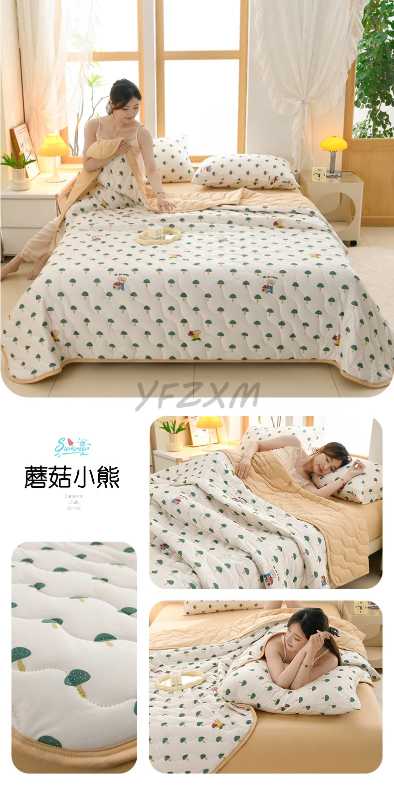 New Florals Spring Summer Blanket for Single Double Soft Skin-friendly Quilt Breathable Comfortable Air Conditioning Comforter - QueensalesOF