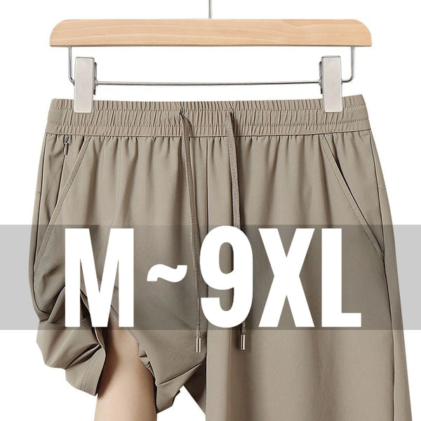 Big Size 9XL Men's Ice Silk Shorts Knee Length Bermuda Male Plus Large Quick Dry Sport Cool Elastic Summer Light Golf Sweatshort - QueensalesOF