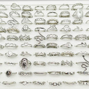 30pc/Lot Gold Color Finger Rings For Girls New Love Snake Animal Butterfly Cutout Star Pearl Thin Joint Ring Party Jewelry Women - QueensalesOF