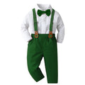 1 2 3 4 5 6Y Wedding Flower Boy Costume Classic White Shirt with Star Printed Suspender Set Children Kid Autumn Christmas Outfit