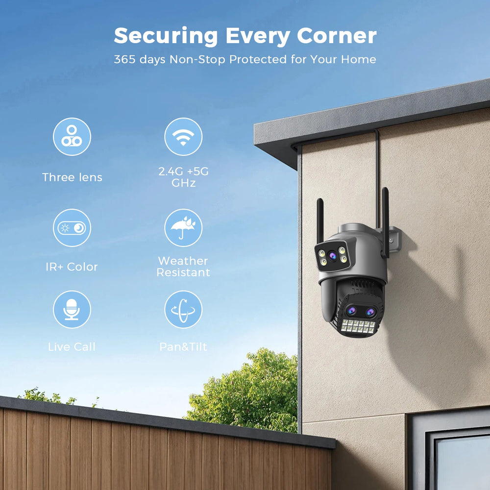 BESDER 15MP Wifi Camera PTZ Outdoor Dual Screen 10X Digital Zoom Human Detection 10MP Security IP Camera Surveillance O-Kam Pro - QueensalesOF