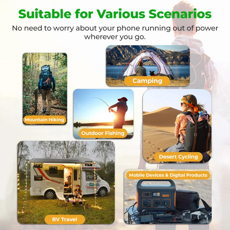 50W Foldable Solar Panel 5V USB Portable Battery Charger for Cell Phone Outdoor Waterproof Power Bank for Camping Accessories