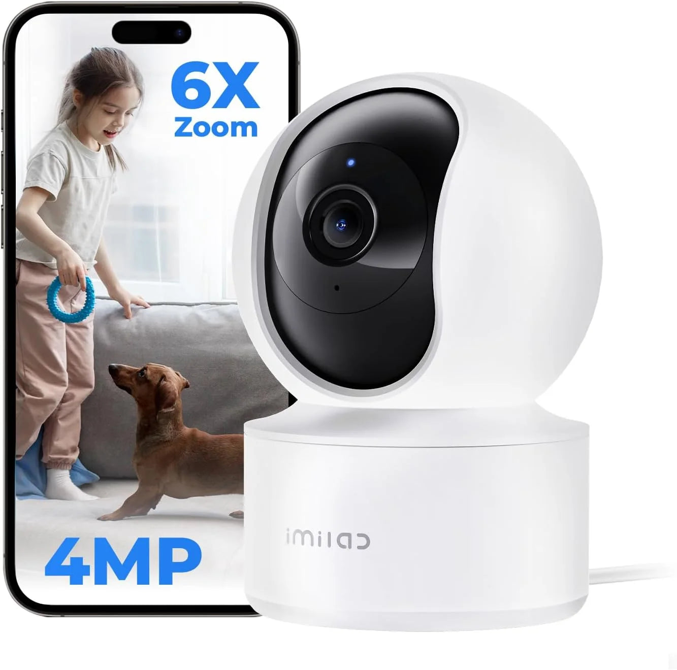 IMILAB C21 WiFi Camera 2.5K Baby Monitor Indoor IP Camera with PTZ Night Vision 2-Way Audio Human Tracking AI Detection