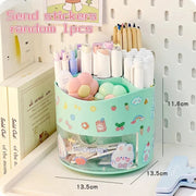 Cute Rotating Pen Holder Desktop Drawer Stationery Box Case School Office Desk Kawaii Stationery Storage Box Organizer Stickers - QueensalesOF