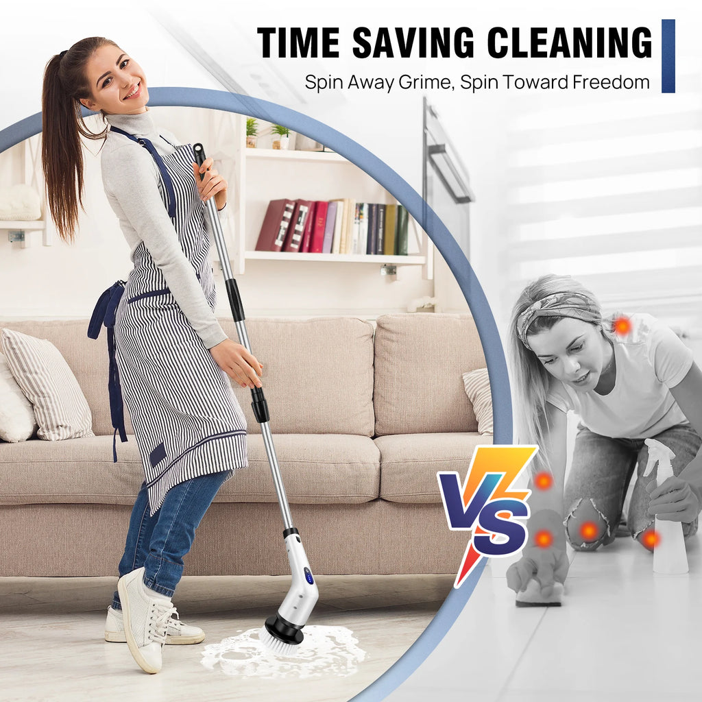 BRIEFNESS Cordless Electric Cleaning Brush 10-in-1 Multifunctional Spin Scrubber Kitchen Bathroom Cleaning Brush Rotary Cleaners