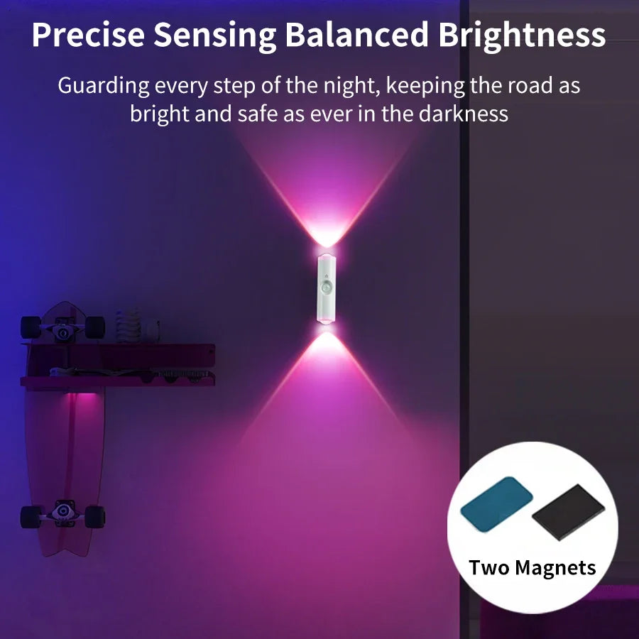 LED Cabinet Lights Motion Sensor Ambient Light Magnetic RGB Rechargeable Wall Sunset Lamp Hallway Stairs Kitchen Night Light - QueensalesOF