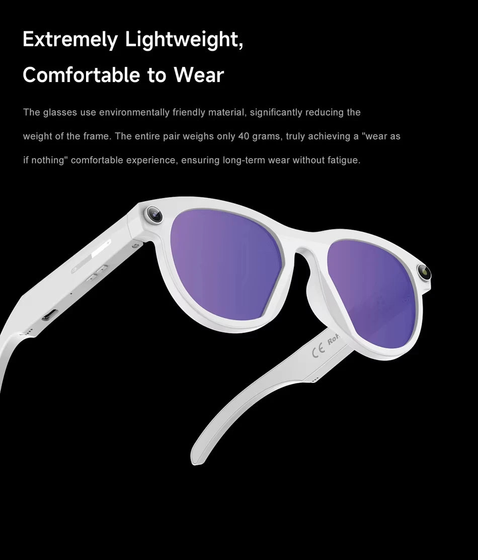 Lenovo HOT1600W Camera AI Smart Glasses HD Video Recording Real-time Translation AI Recognition Wifi Transmission Music Control