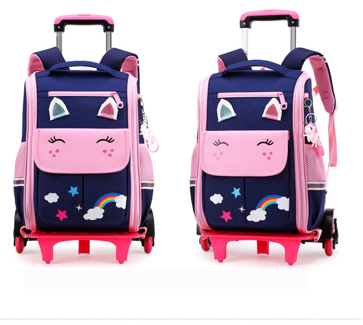 Children Trolley backpack wheels Student High capacity School bags Rolling Backpack kids Trolley bag school backpack wheeled bag