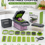 16-in-1 Vegetable Chopper PE+ABS Multi-Blade Kitchen Gadget for Home Cooking & Meal Prep - QueensalesOF