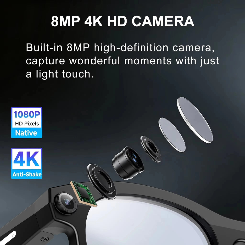 Lenovo HOT1600W Camera AI Smart Glasses HD Video Recording Real-time Translation AI Recognition Wifi Transmission Music Control