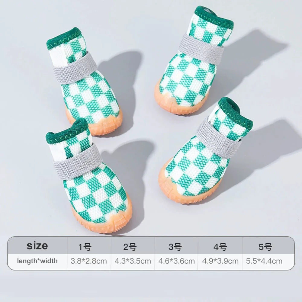 Breathable Mesh Puppy Shoes for Small Dogs Doggy Booties Summer Non-Slip Pet Boots with Adjustable Strap for Chihuahua Yorkshire - QueensalesOF