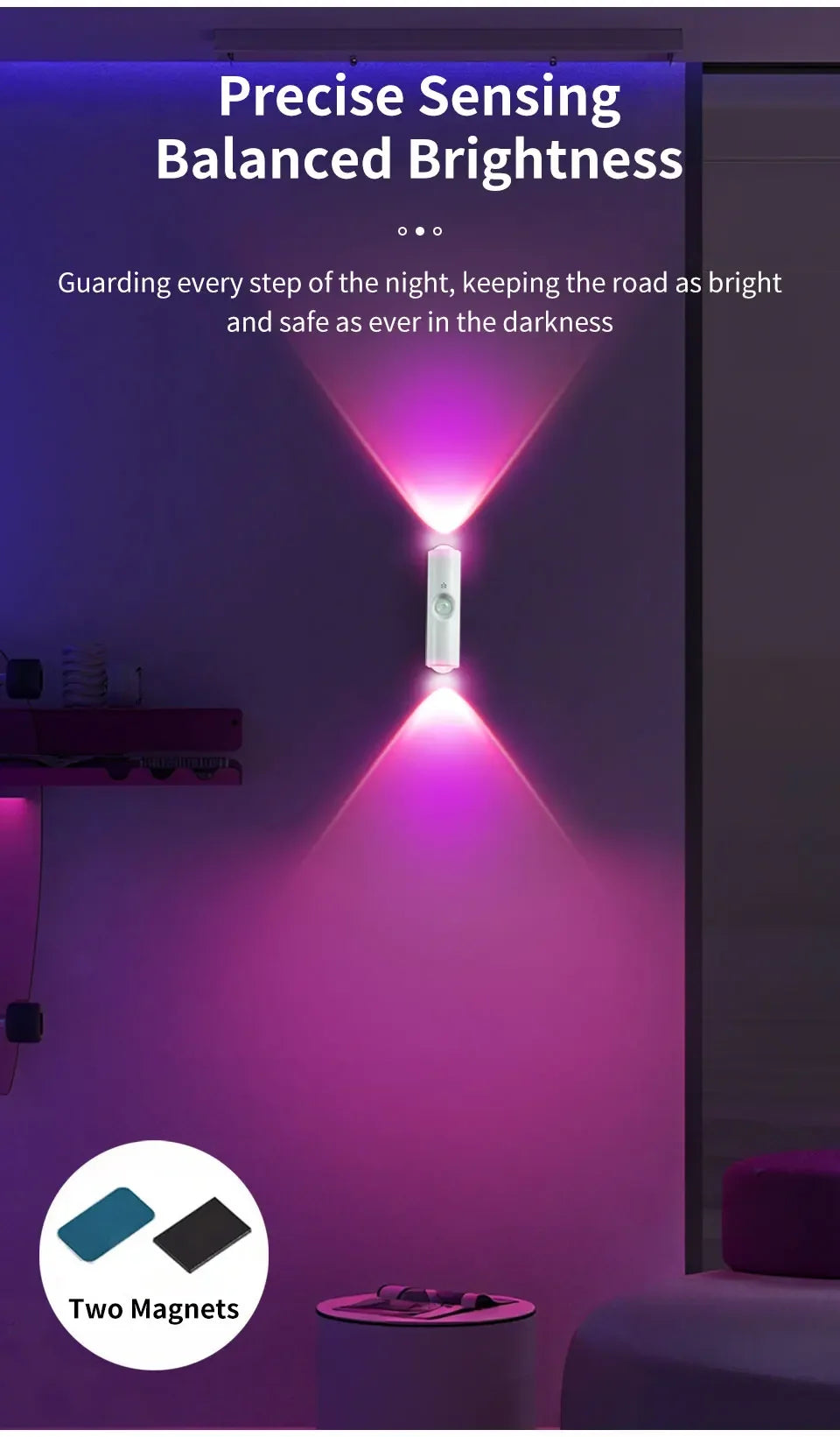 LED Cabinet Lights Motion Sensor Ambient Light Magnetic RGB Rechargeable Wall Sunset Lamp Hallway Stairs Kitchen Night Light - QueensalesOF
