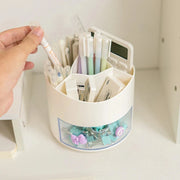 Cute Rotating Pen Holder Desktop Drawer Stationery Box Case School Office Desk Kawaii Stationery Storage Box Organizer Stickers - QueensalesOF