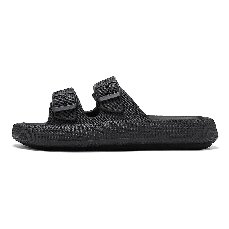 Comemore Thick Platform Sandals Beach Shoes Bathroom Slipper Soft Men Flat Slides Women Slippers Adjustable Buckle Oversized 47 - QueensalesOF