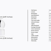 IMILAB C21 WiFi Camera 2.5K Baby Monitor Indoor IP Camera with PTZ Night Vision 2-Way Audio Human Tracking AI Detection - QueensalesOF