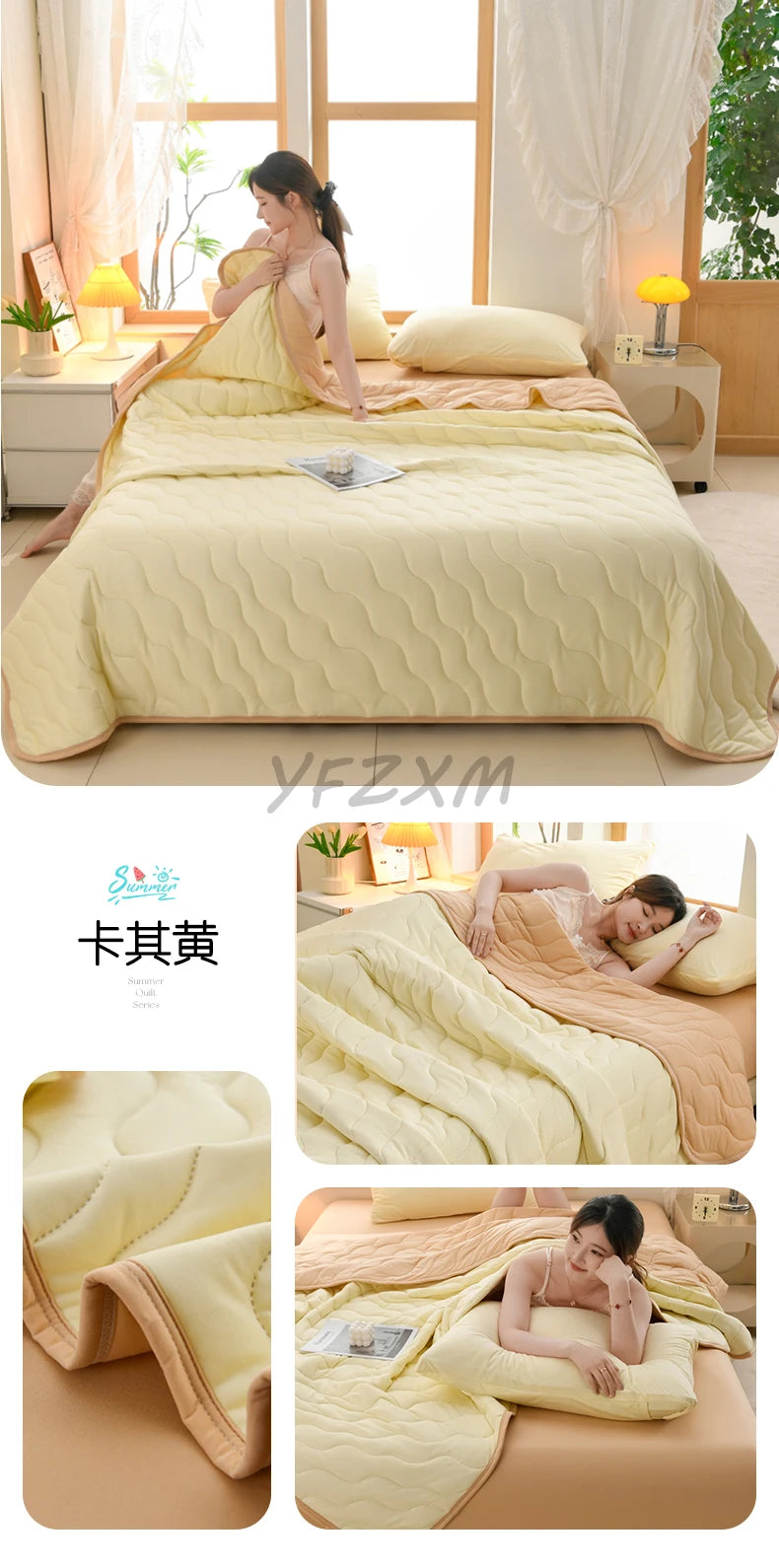 New Florals Spring Summer Blanket for Single Double Soft Skin-friendly Quilt Breathable Comfortable Air Conditioning Comforter - QueensalesOF