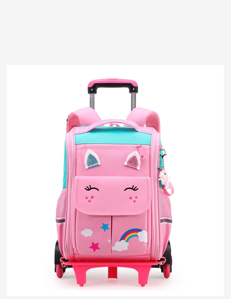 Children Trolley backpack wheels Student High capacity School bags Rolling Backpack kids Trolley bag school backpack wheeled bag